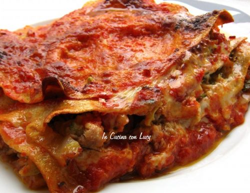 lasagne con zucchine,verza e tonno.